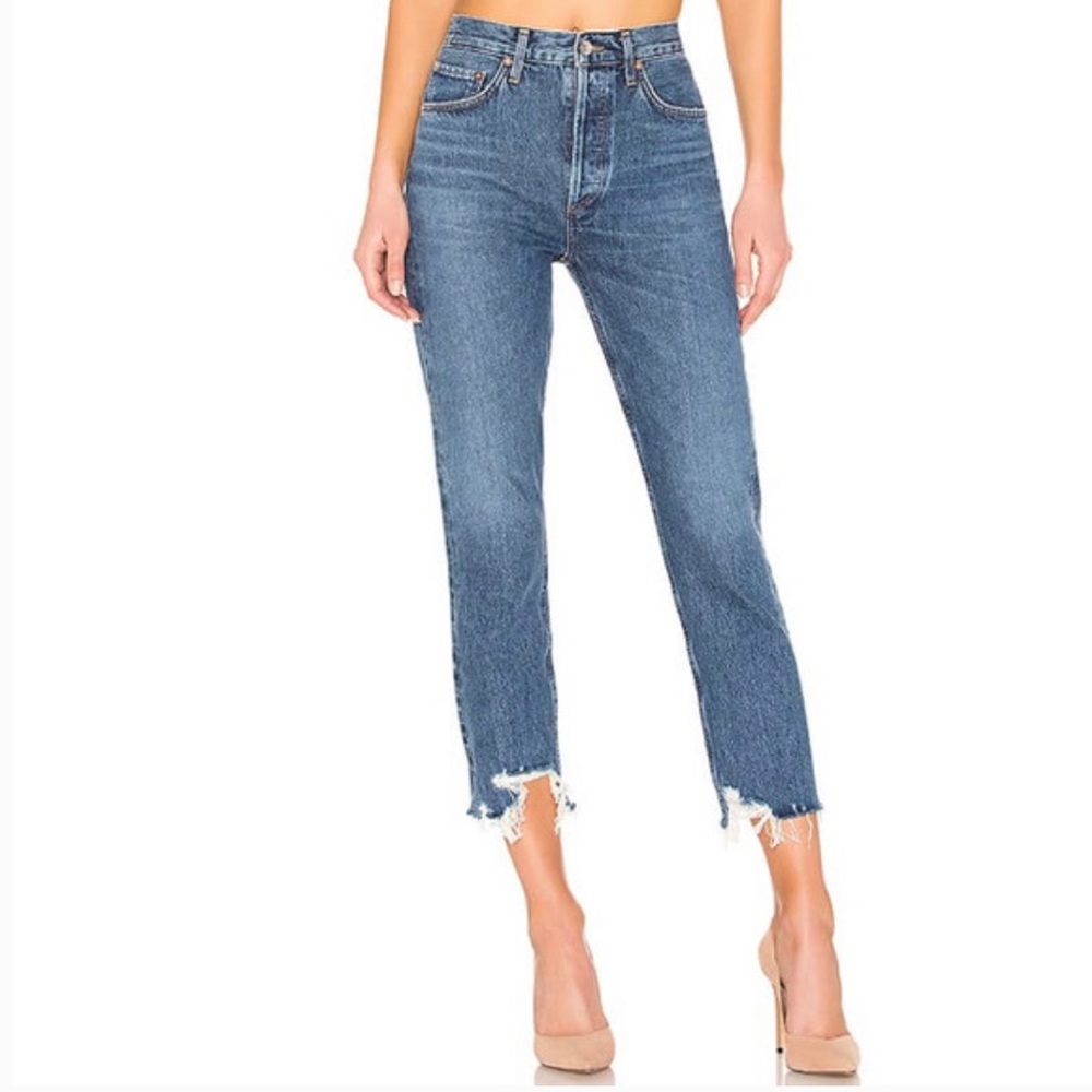 AGOLDE Riley High Rise Straight Crop Jeans  in Veto